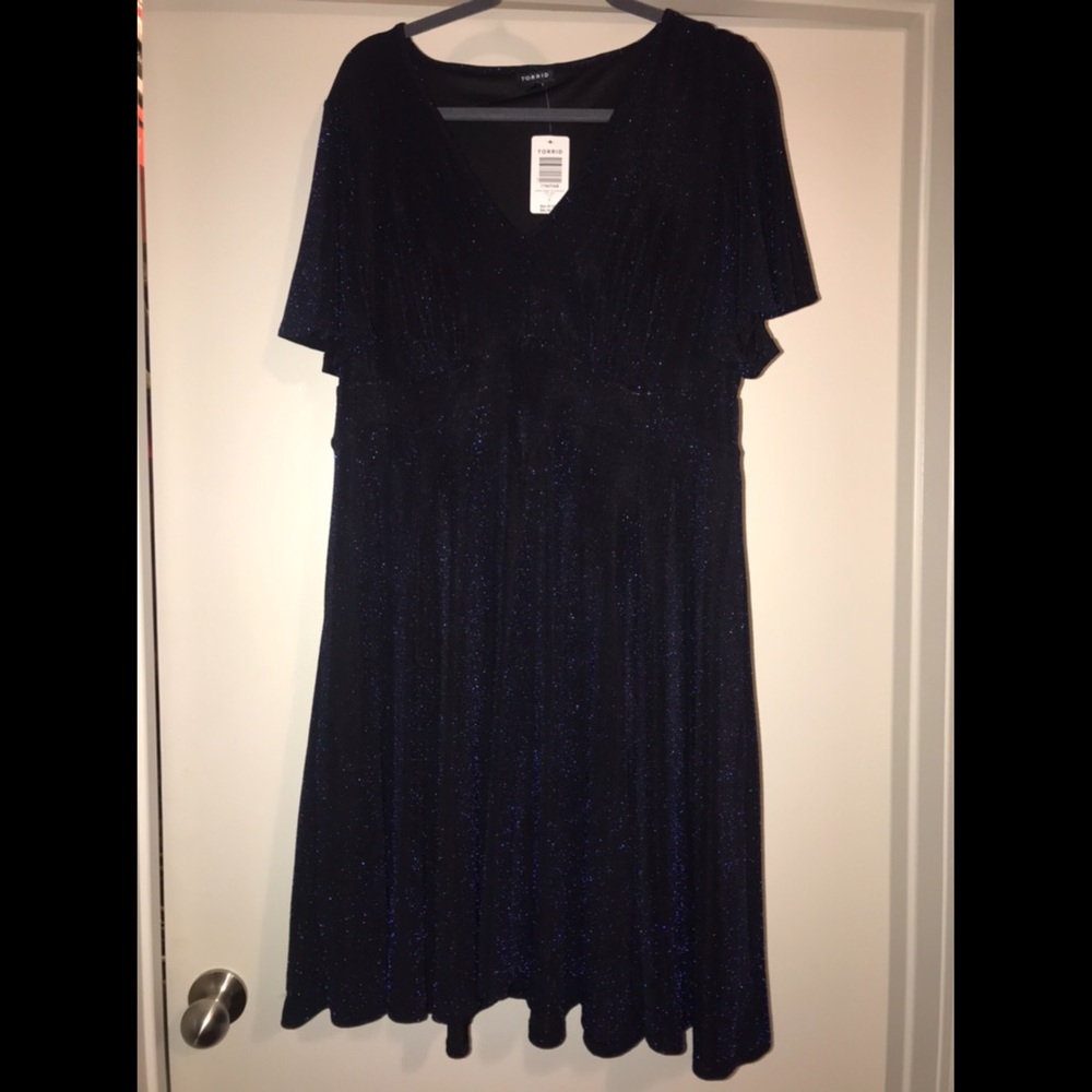 Torrid Electric Blue Shimmer Flutter Skater Dress